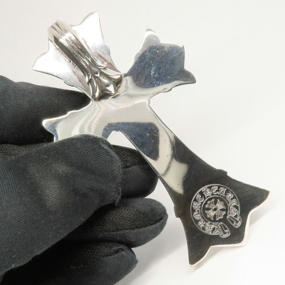 Chrome Hearts Necklace Pendant Double CH Cross Large 925 Sterling Silver Invoice — view 6