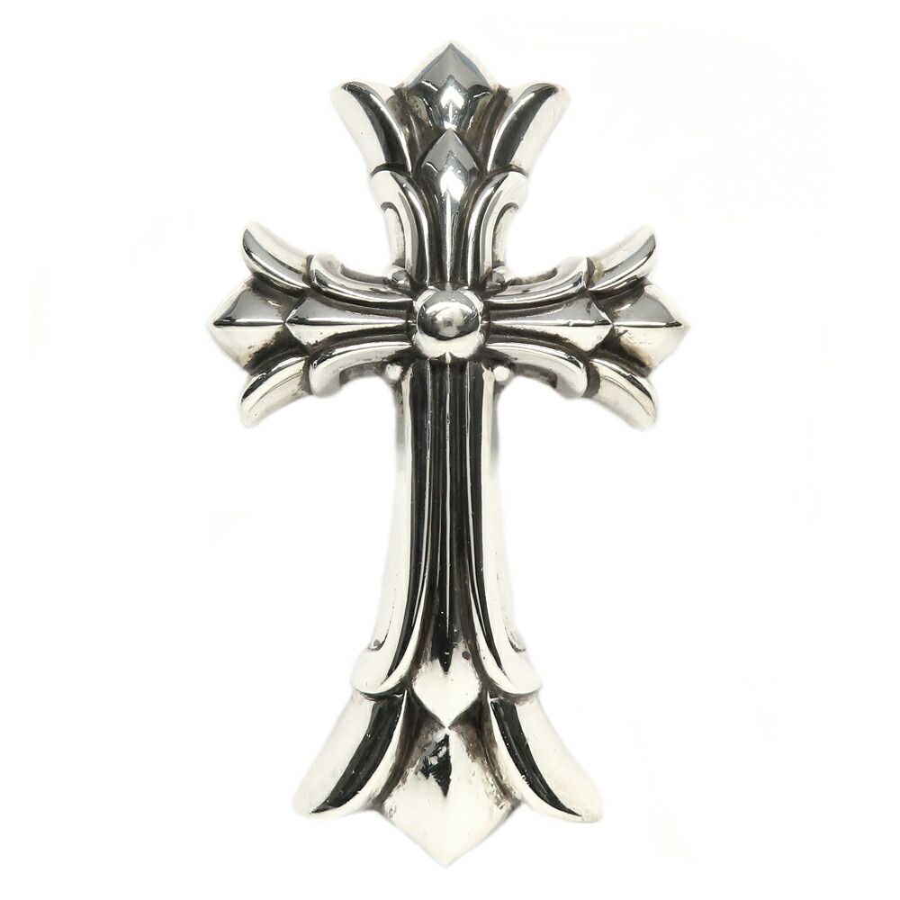Chrome Hearts Necklace Pendant Double CH Cross Large 925 Sterling Silver Invoice