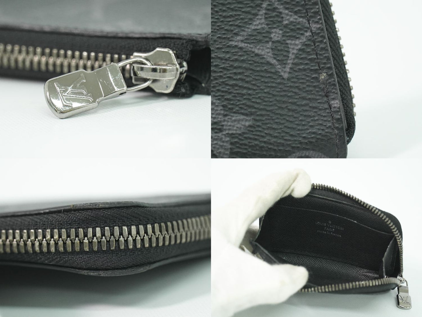 Louis Vuitton LV Porte-Monnaie Jour Monogram Eclipse Coin Case Black Gray — view 8
