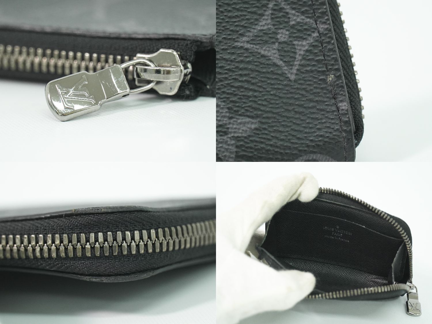 Louis Vuitton LV Porte-Monnaie Jour Monogram Eclipse Coin Case Black Gray — view 8