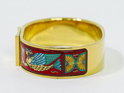 Hermes Enamel GM Bangle Bracelet Cloisonne Gold Plated Red Multicolor Email — view 2