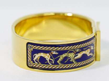 Hermes Enamel GM Bangle Bracelet Cloisonne Gold Plated Navy Email — view 4