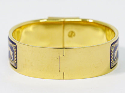 Hermes Enamel GM Bangle Bracelet Cloisonne Gold Plated Navy Email — view 3
