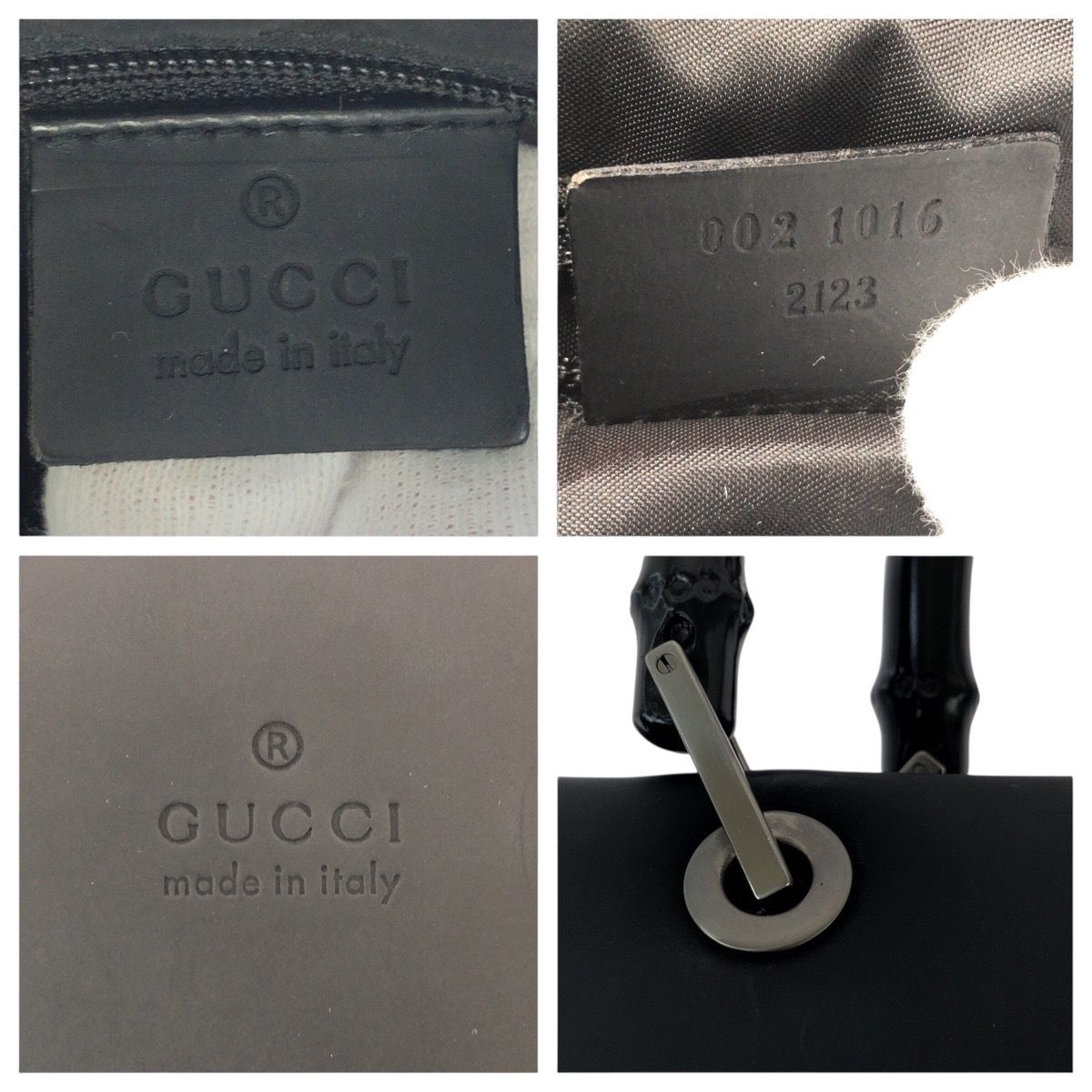 Gucci Bamboo Black Gunmetal Leather 002 Tote Shoulder Bag 2-Way — view 4