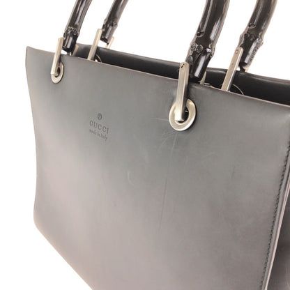 Gucci Bamboo Black Gunmetal Leather 002 Tote Shoulder Bag 2-Way — view 6