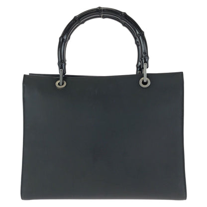 Gucci Bamboo Black Gunmetal Leather 002 Tote Shoulder Bag 2-Way — view 2