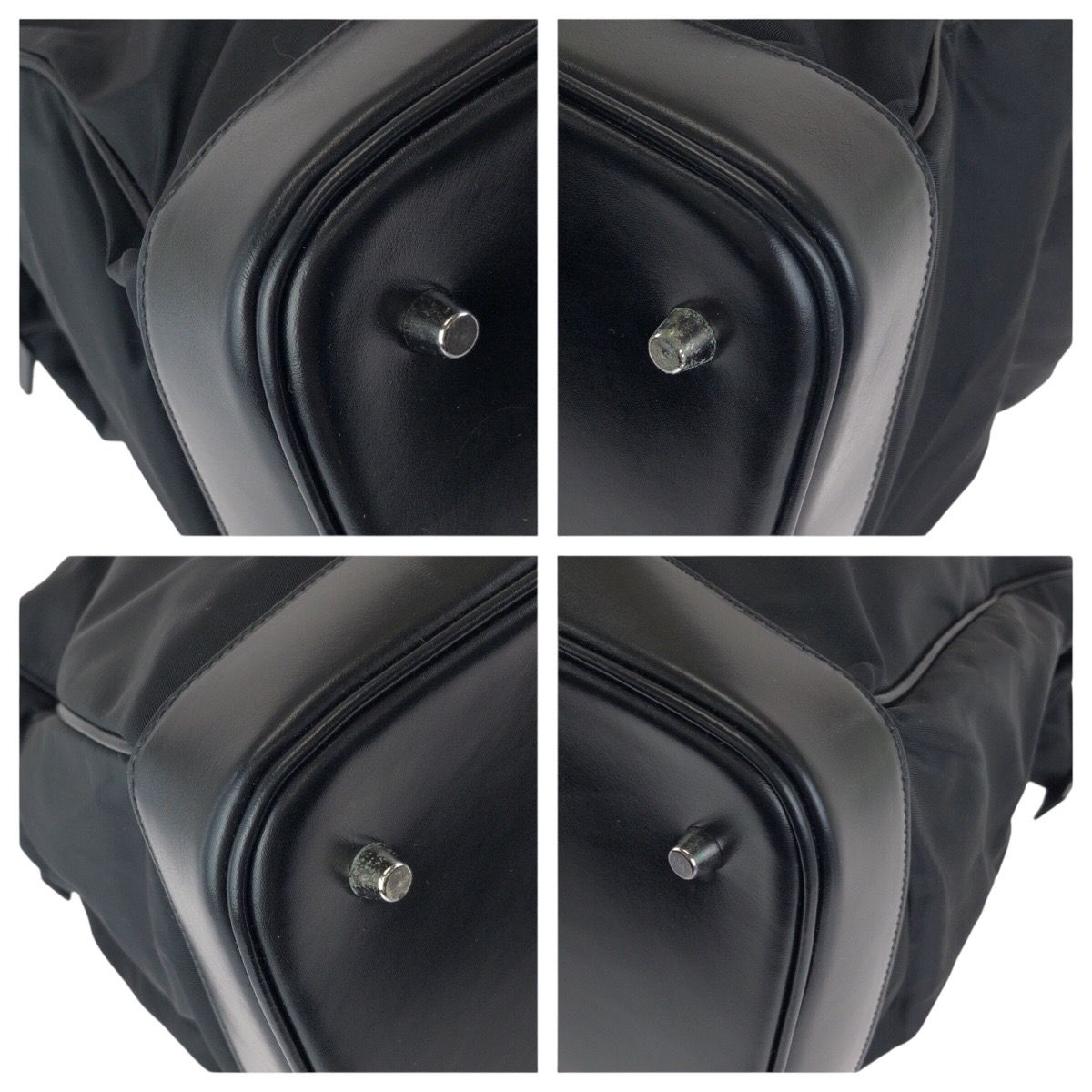 Prada Tessuto Black Silver Nylon Leather Tote — view 3