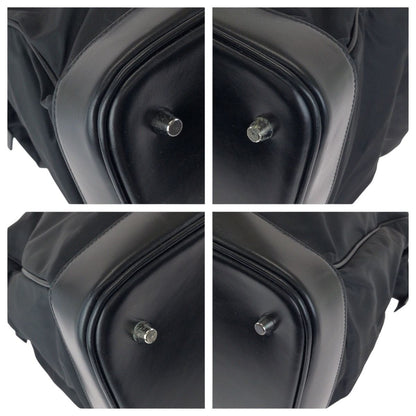 Prada Tessuto Black Silver Nylon Leather Tote — view 3