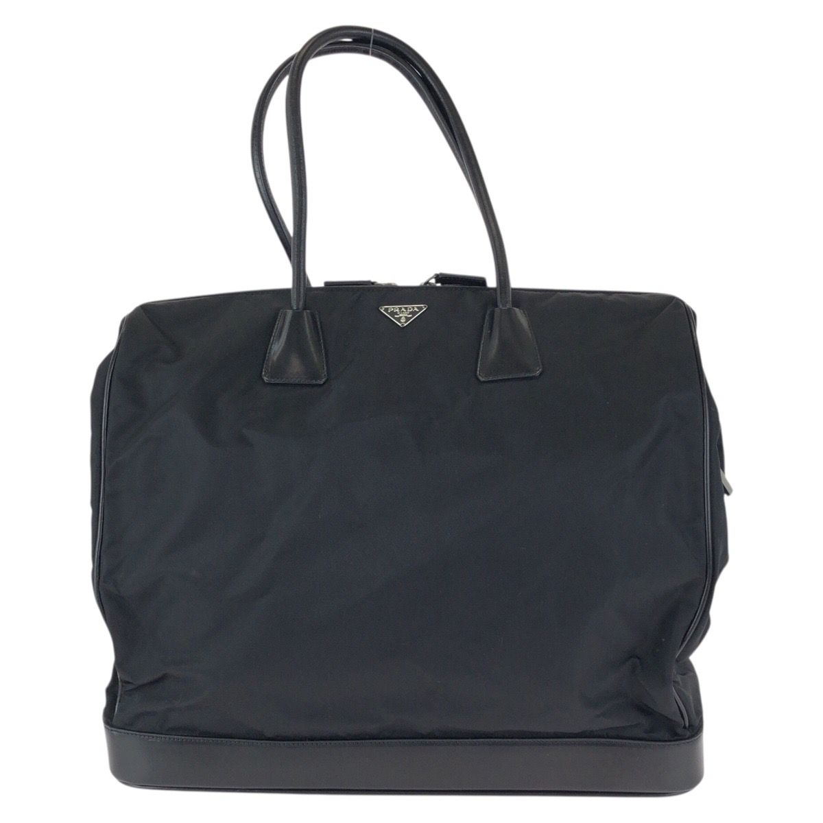 Prada Tessuto Black Silver Nylon Leather Tote
