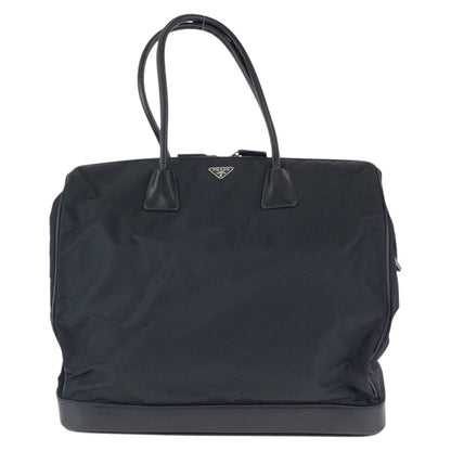 Prada Tessuto Black Silver Nylon Leather Tote