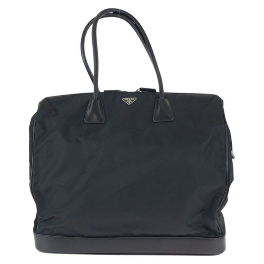 Prada Tessuto Black Silver Nylon Leather Tote