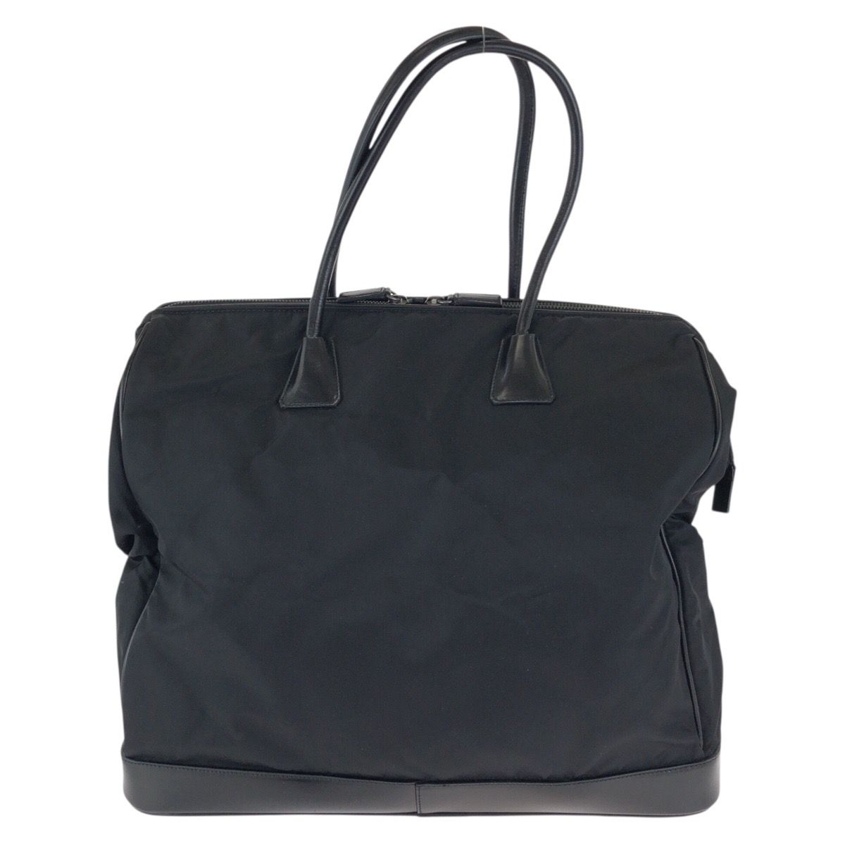 Prada Tessuto Black Silver Nylon Leather Tote — view 2