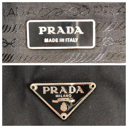Prada Tessuto Black Silver Nylon Leather Tote — view 4