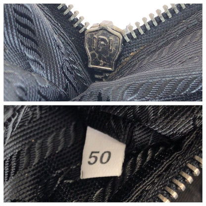 Prada Tessuto Black Silver Nylon Leather Tote — view 5