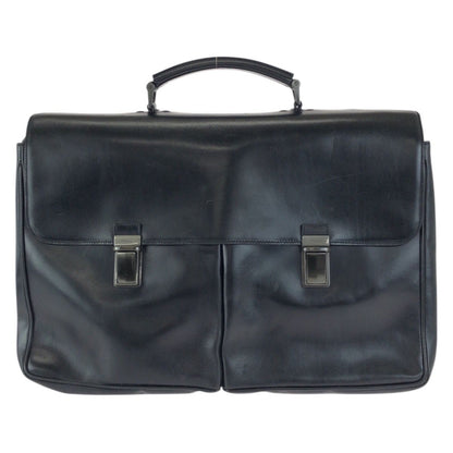 Prada Black Gunmetal Leather Business Briefcase