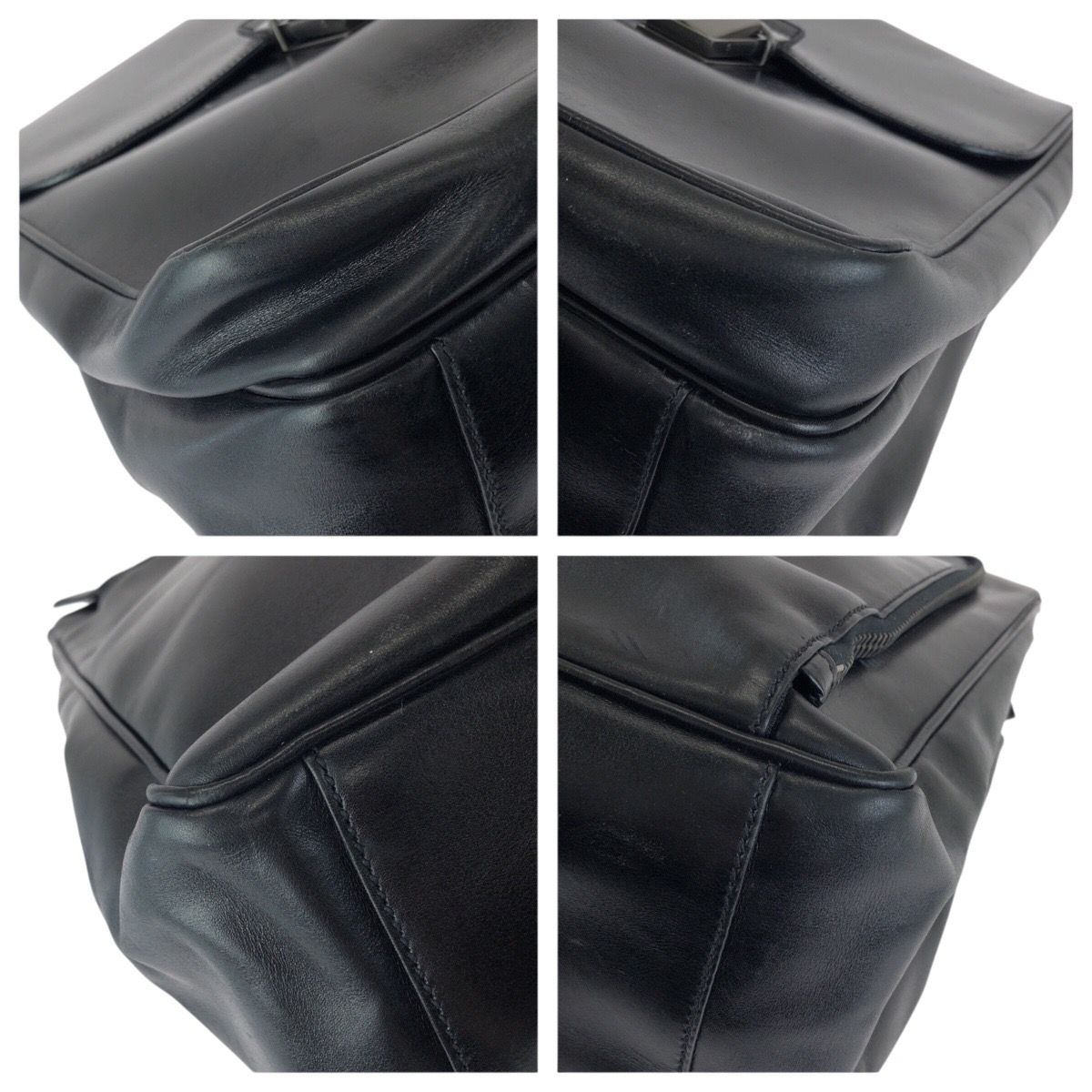 Prada Black Gunmetal Leather Business Briefcase — view 3