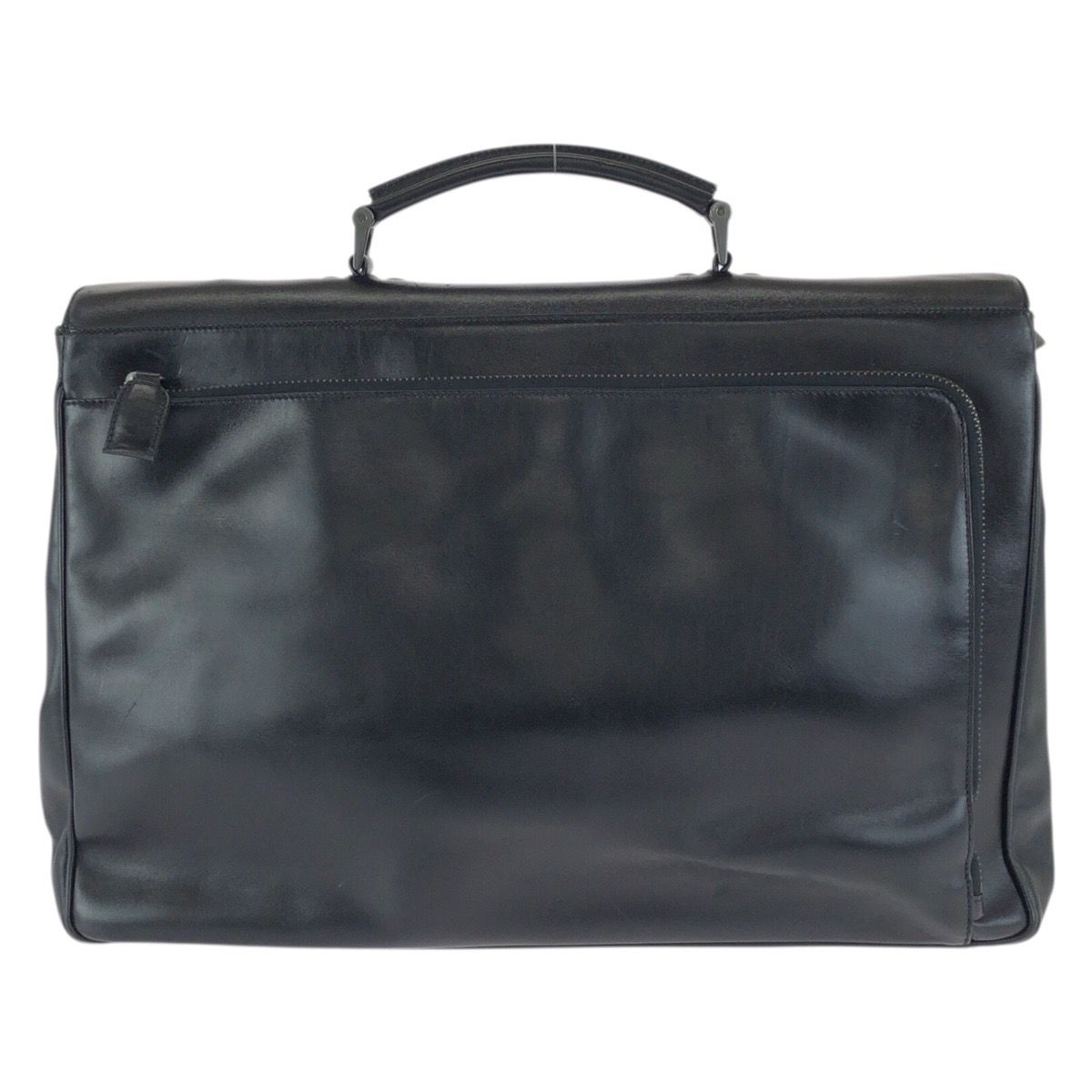 Prada Black Gunmetal Leather Business Briefcase — view 2