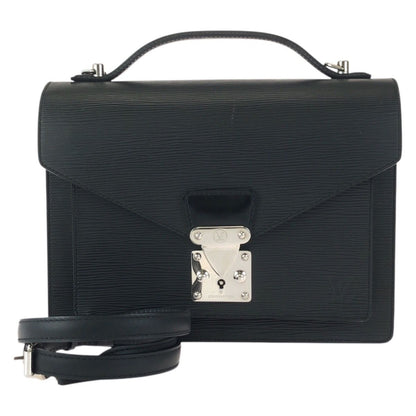 Louis Vuitton Epi Monceau 2-Way Black Silver Leather Shoulder Bag