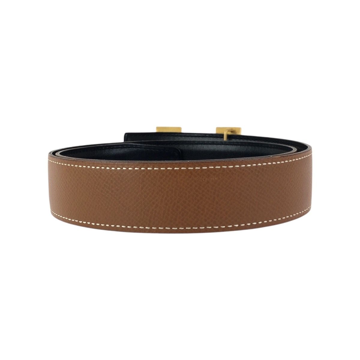 Hermes Reversible 68 Gold Brown Black Calf Belt — view 3