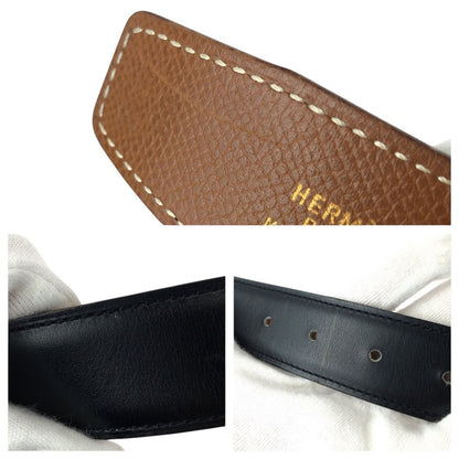 Hermes Reversible 68 Gold Brown Black Calf Belt — view 8