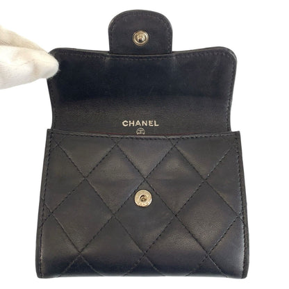 Chanel Quilted Black Silver Leather Coin Purse — view 4
