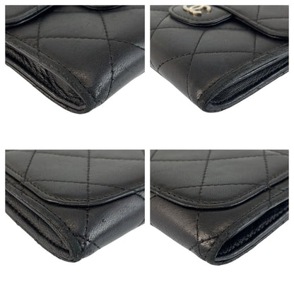 Chanel Quilted Black Silver Leather Coin Purse — view 7