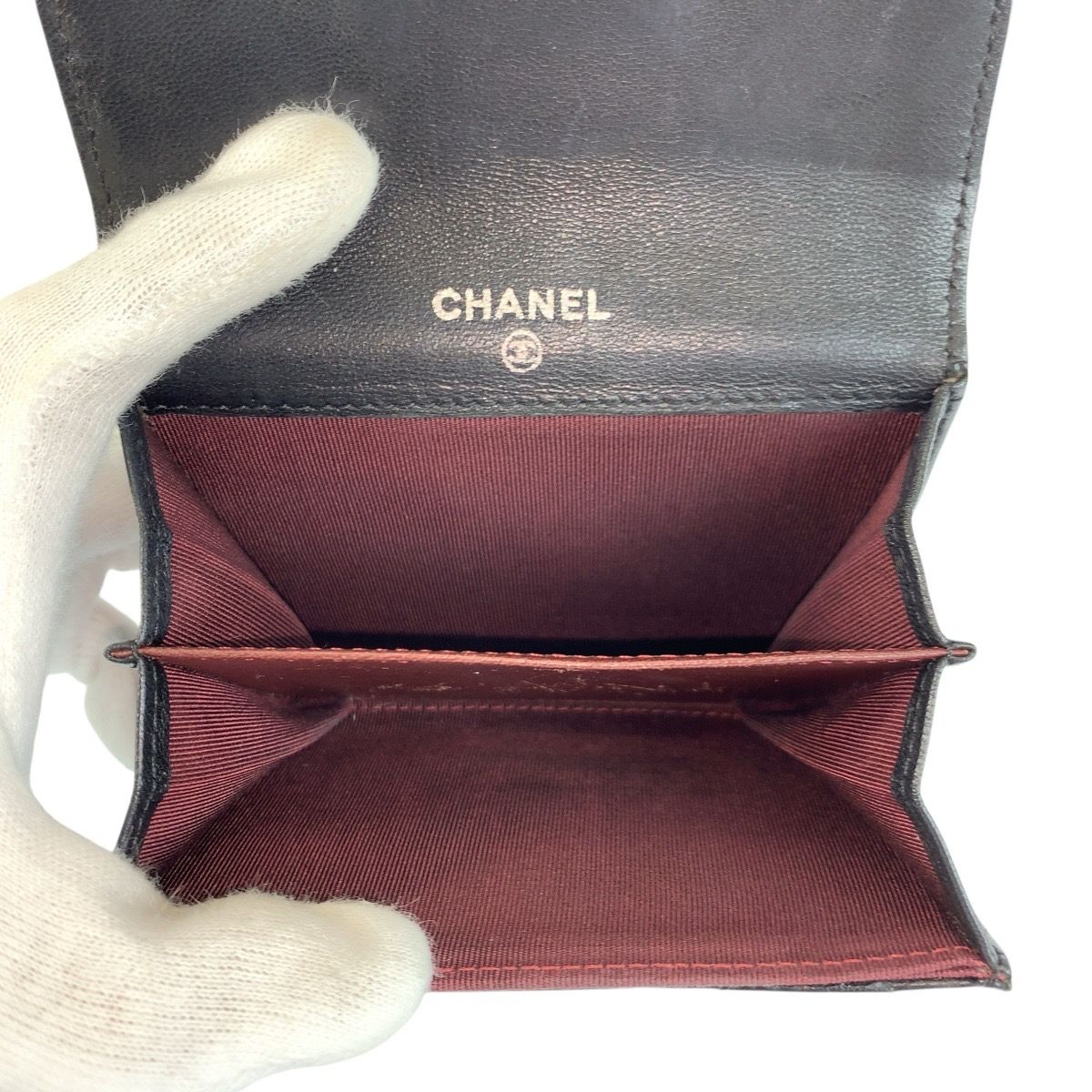 Chanel Quilted Black Silver Leather Coin Purse — view 5