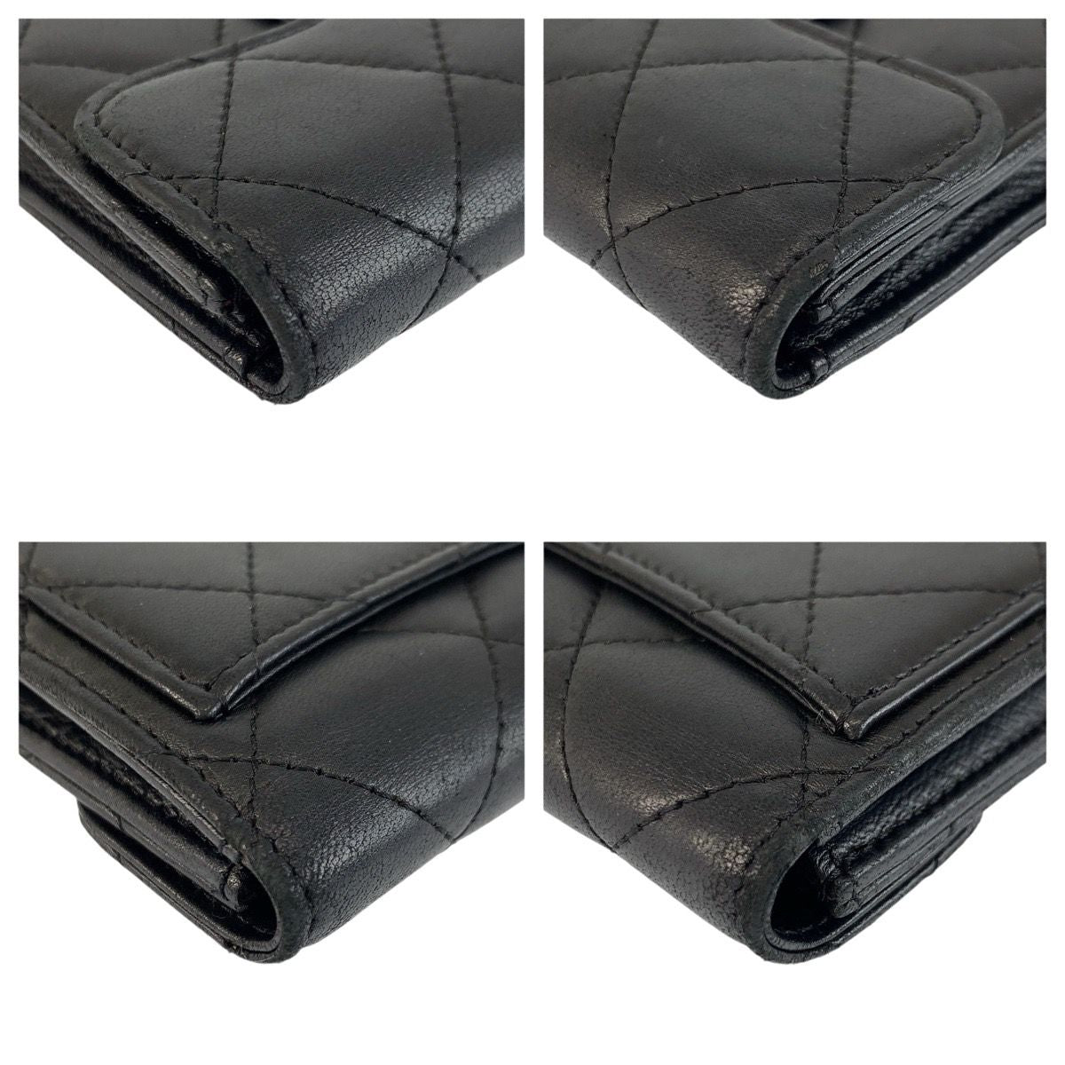 Chanel Quilted Black Silver Leather Coin Purse — view 8
