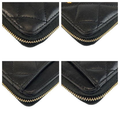Chanel Quilted Classic Zip Coin Purse Black Gold Case Card — view 6