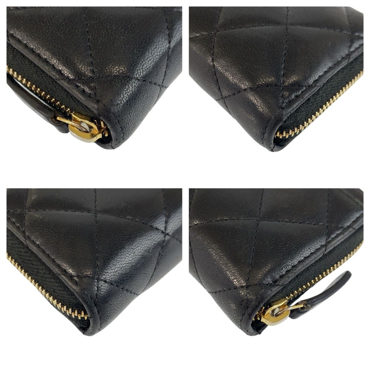 Chanel Quilted Classic Zip Coin Purse Black Gold Case Card — view 5