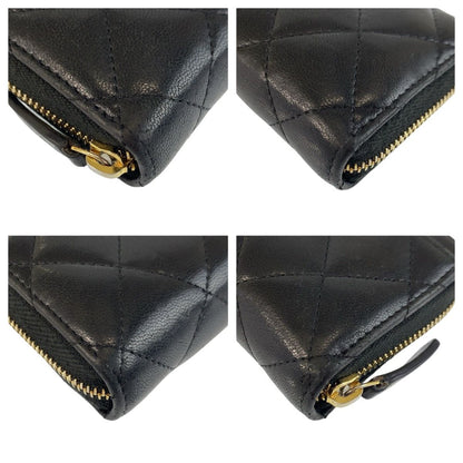 Chanel Quilted Classic Zip Coin Purse Black Gold Case Card — view 5