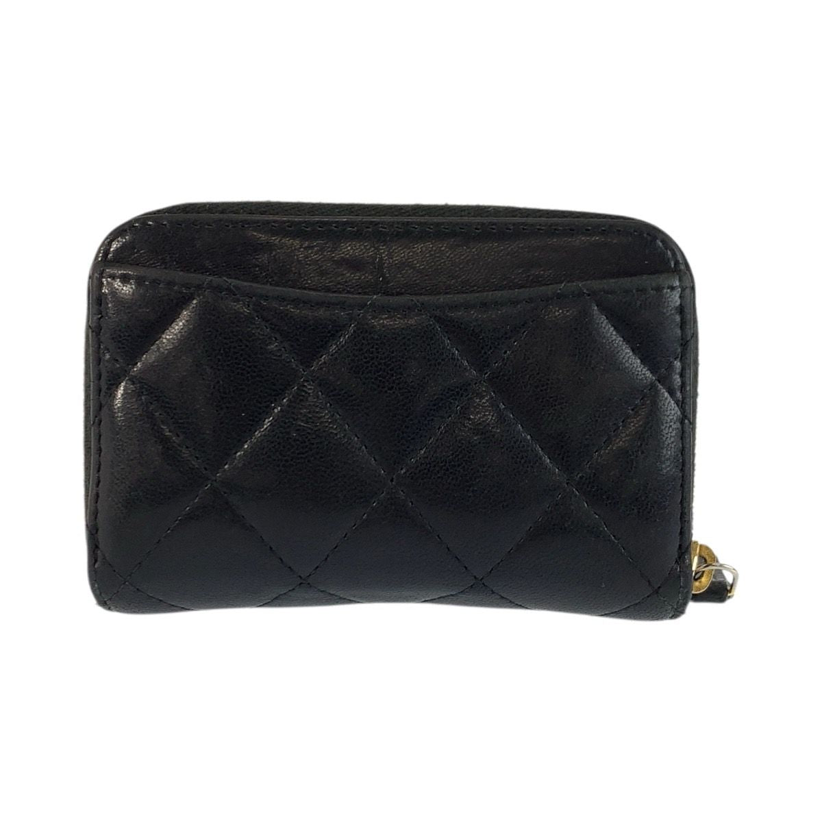 Chanel Quilted Classic Zip Coin Purse Black Gold Case Card — view 2