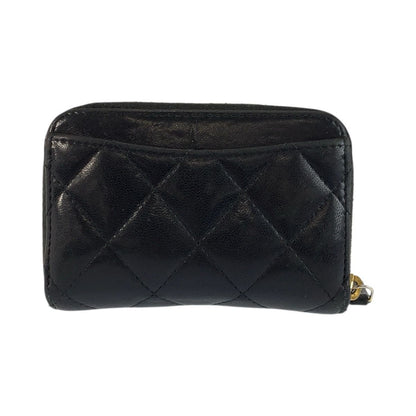 Chanel Quilted Classic Zip Coin Purse Black Gold Case Card — view 2