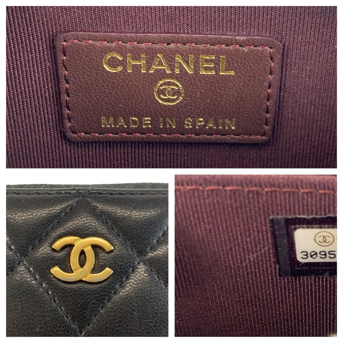 Chanel Quilted Classic Zip Coin Purse Black Gold Case Card — view 3