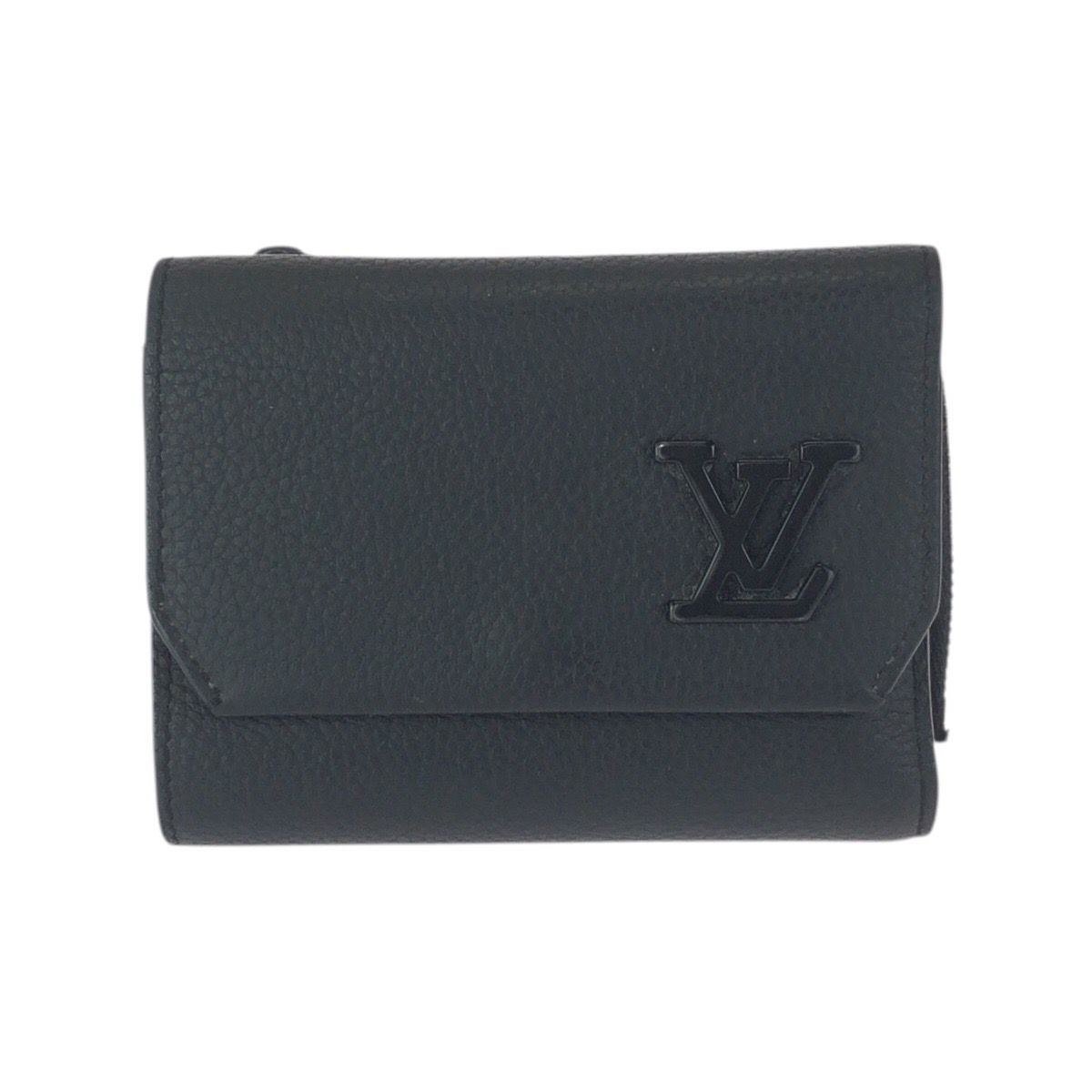 Louis Vuitton Aerogram Portefeuille Pilot Black Leather Folded Wallet Compact