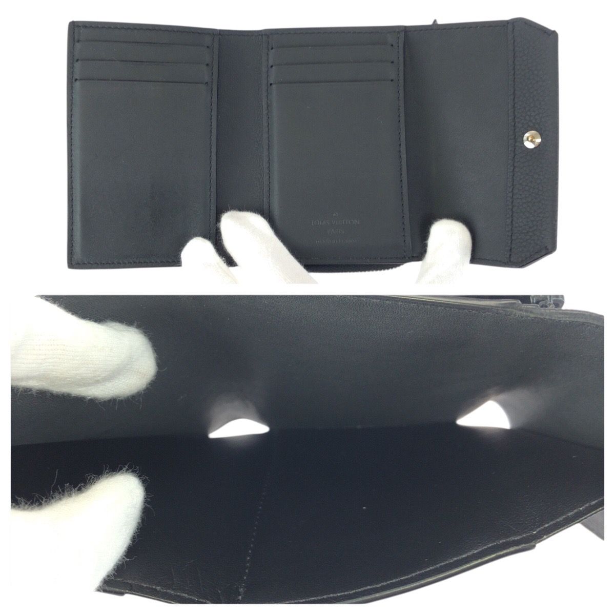 Louis Vuitton Aerogram Portefeuille Pilot Black Leather Folded Wallet Compact — view 8