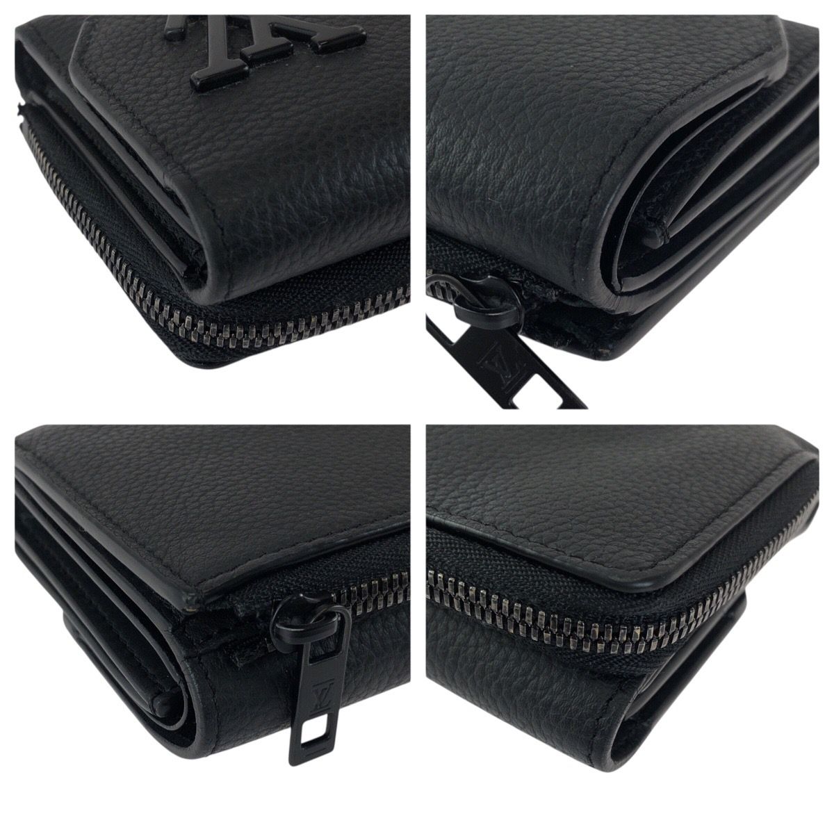 Louis Vuitton Aerogram Portefeuille Pilot Black Leather Folded Wallet Compact — view 4