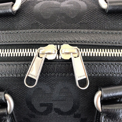 Gucci Jumbo GG 2-Way Black Silver Canvas Leather Boston Bag — view 5