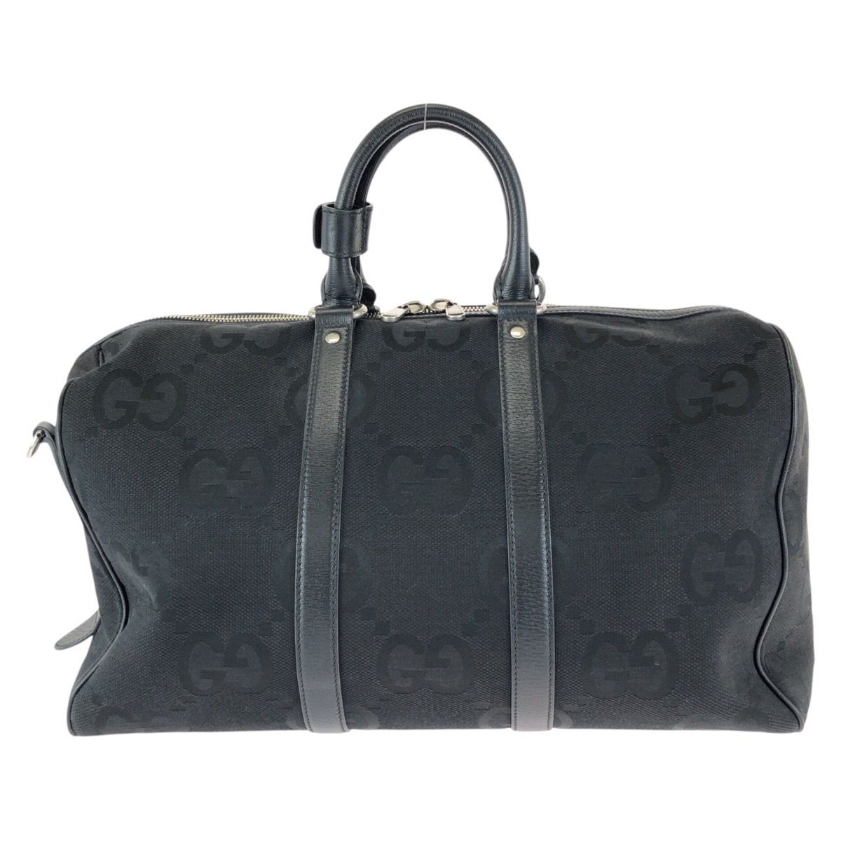 Gucci Jumbo GG 2-Way Black Silver Canvas Leather Boston Bag — view 2