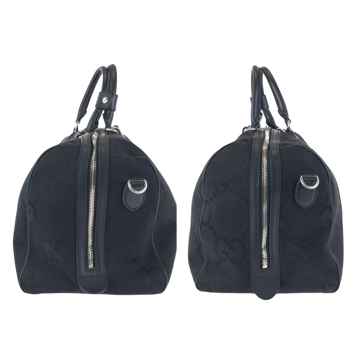 Gucci Jumbo GG 2-Way Black Silver Canvas Leather Boston Bag — view 8
