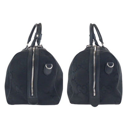 Gucci Jumbo GG 2-Way Black Silver Canvas Leather Boston Bag — view 8