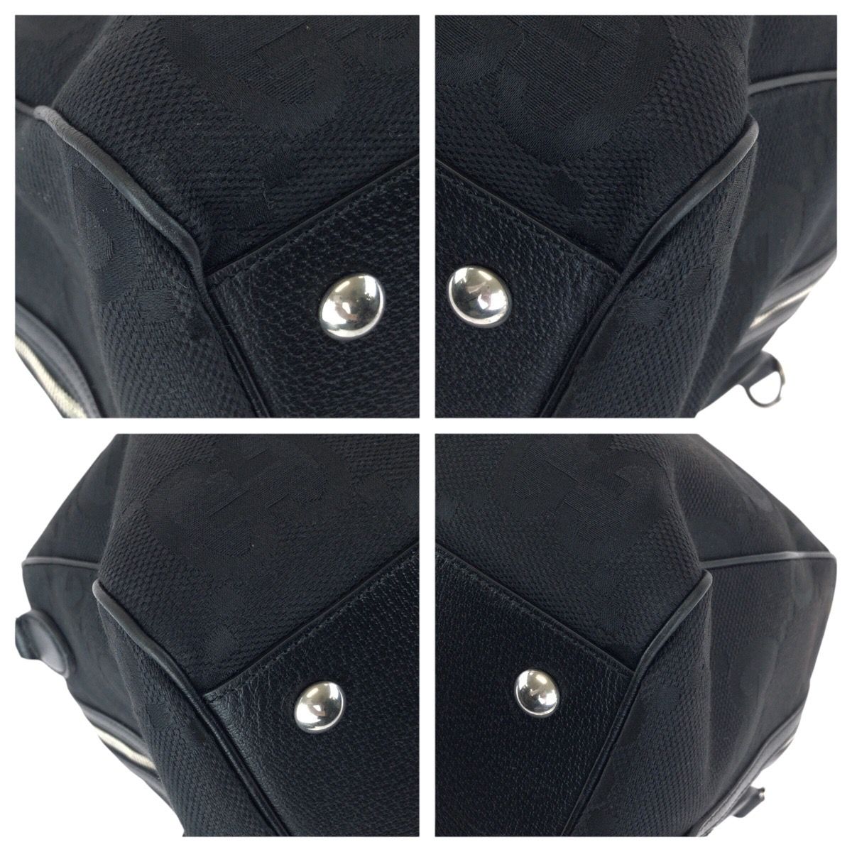 Gucci Jumbo GG 2-Way Black Silver Canvas Leather Boston Bag — view 3
