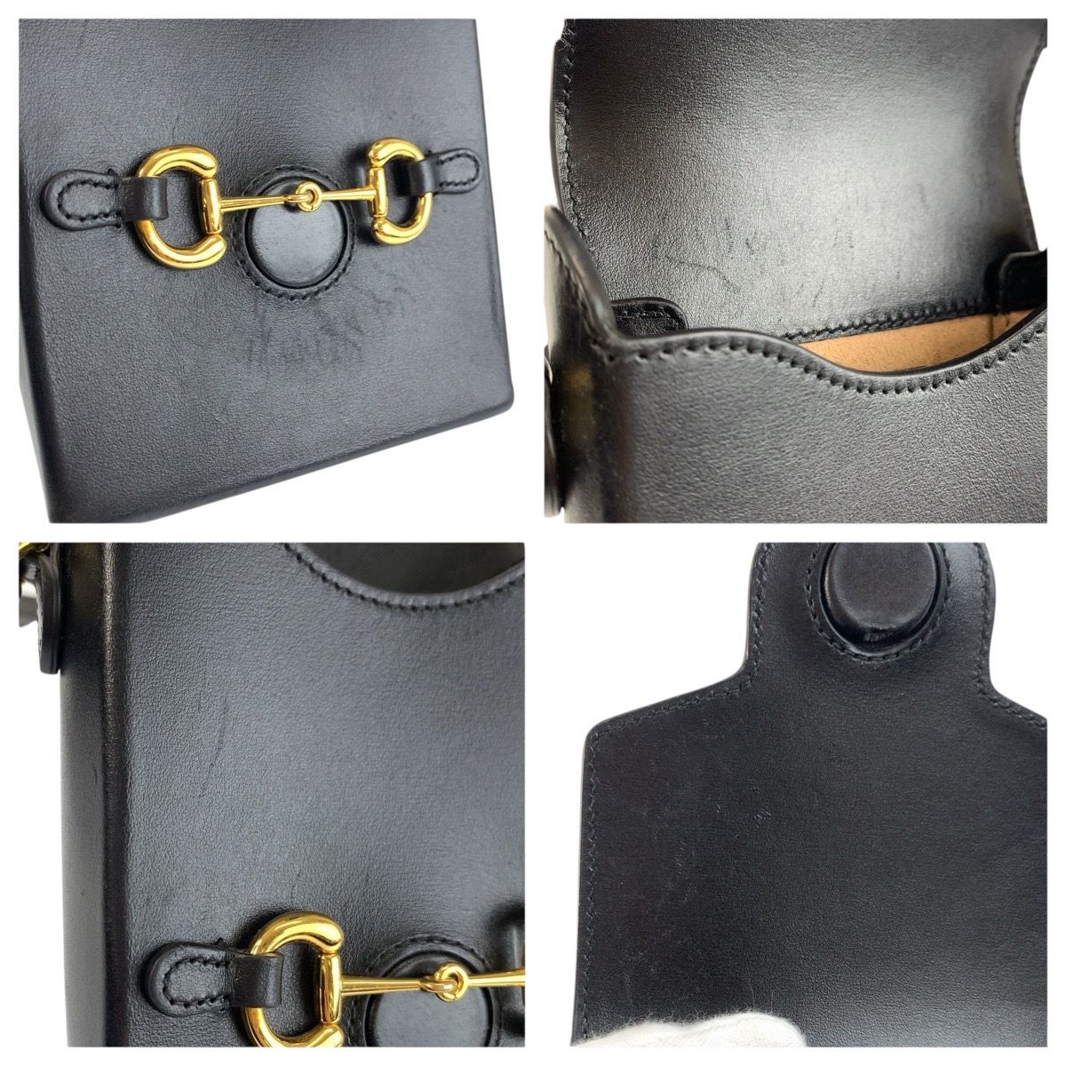 Gucci Horsebit Black Gold Leather Shoulder Bag Pochette — view 5