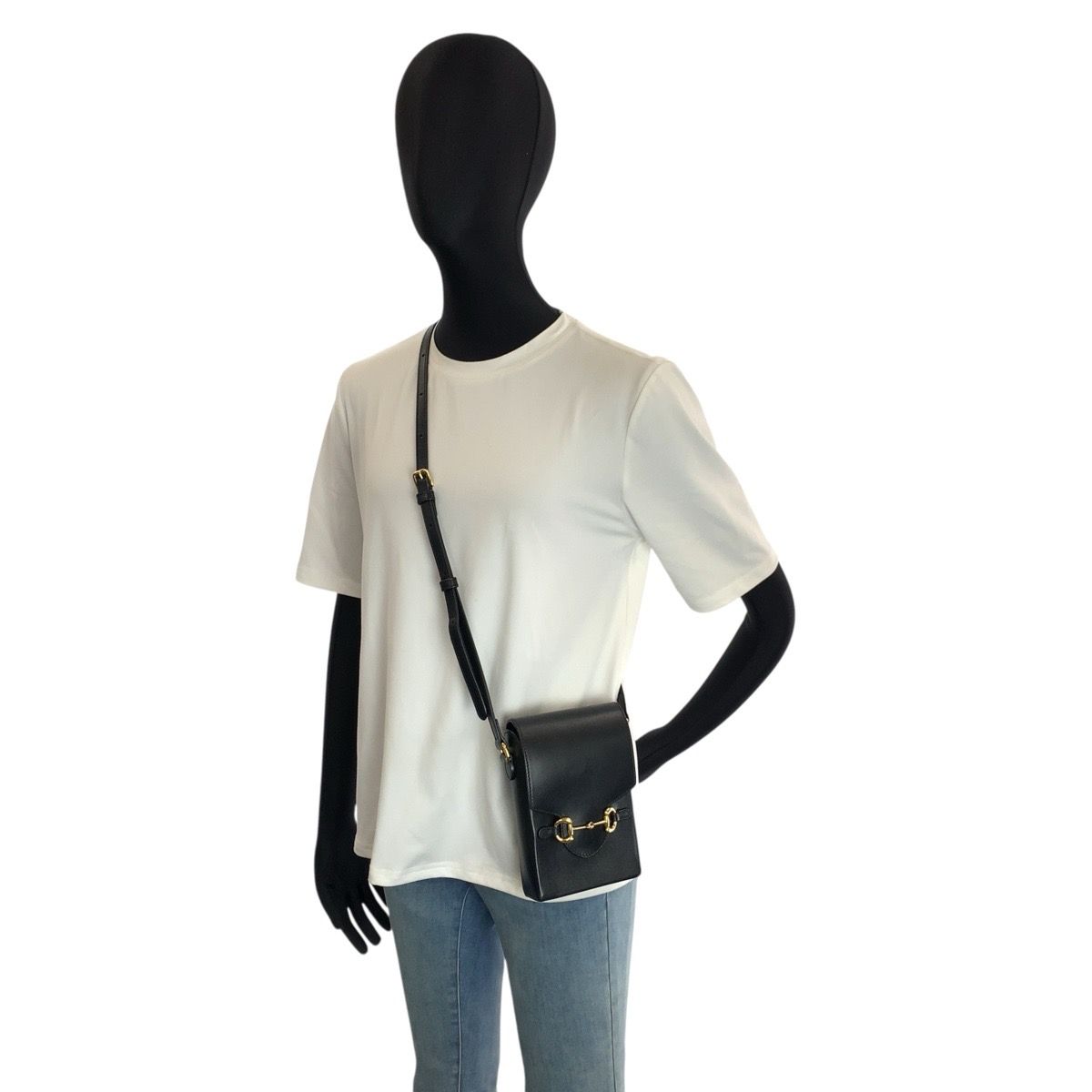 Gucci Horsebit Black Gold Leather Shoulder Bag Pochette — view 7