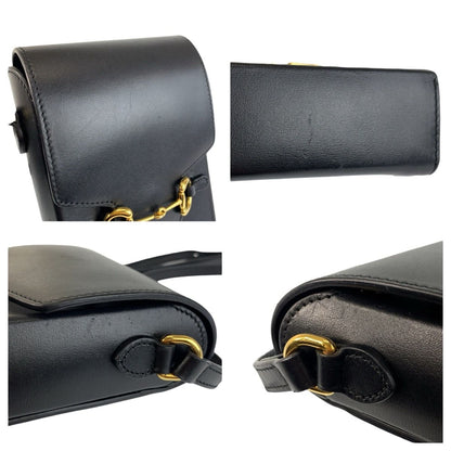 Gucci Horsebit Black Gold Leather Shoulder Bag Pochette — view 6