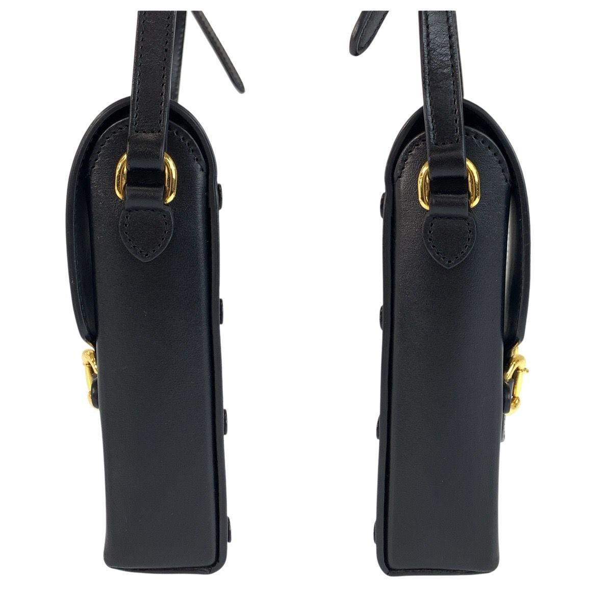 Gucci Horsebit Black Gold Leather Shoulder Bag Pochette — view 8