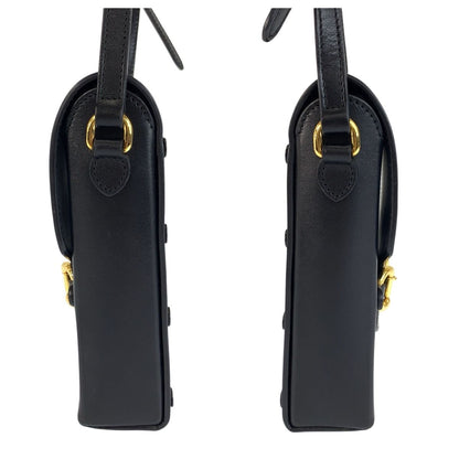 Gucci Horsebit Black Gold Leather Shoulder Bag Pochette — view 8