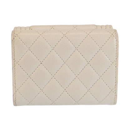 Chanel CC Logo White Silver Leather Fold Wallet Compact — view 2