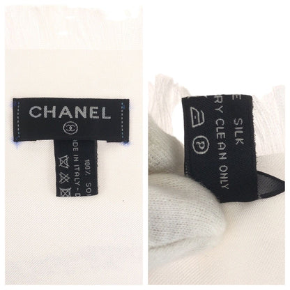 Chanel Large Car Blue White Red Silk Scarf Shawl — view 4