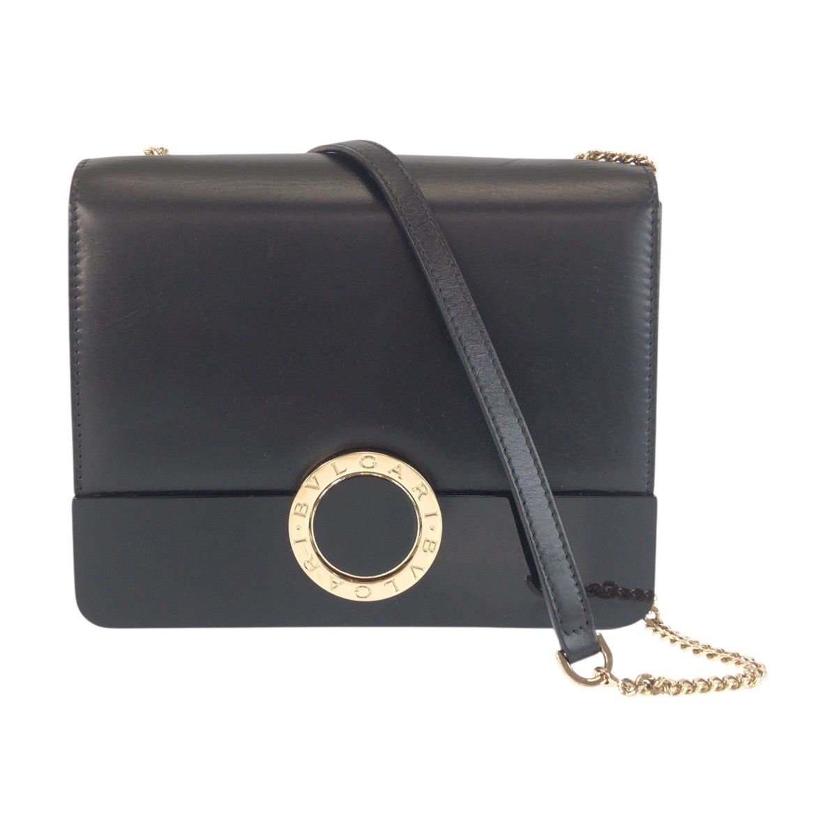 Bvlgari Black Leather Plastic Chain Shoulder Bag Pochette